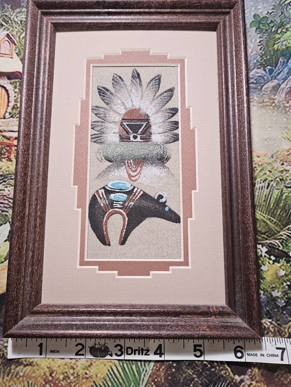 Authentic Navajo Sandpainting Art Kachina And Bear
